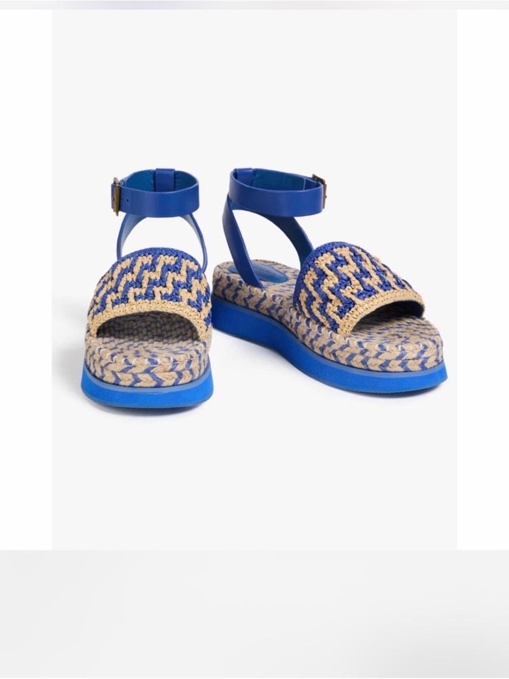 FARM Rio Blue and Tan Woven Platform Sandals - Picture 2 of 4